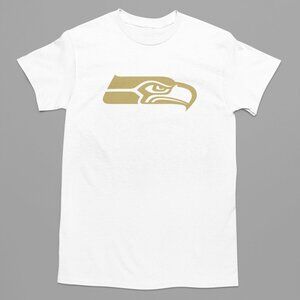 NEW Seattle Seahawks Gold Big Logo T-Shirt WHITE